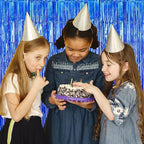 10 Pack Blue Backdrop Curtain 3.2ft x 8.2ft Metallic Tinsel Foil Fringe Curtains Photo Booth Background for Birthday Party Decoration Baby Shower Engagement Wedding Christmas Decoration (Blue)