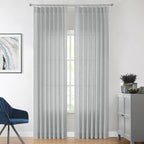 Vision Home Gray Pinch Pleated Semi Sheer Curtains Textured Light Filtering Window Curtains 120 inches for Living Room Bedroom Silver Grey Pinch Pleat Drapes with Hooks Back Tabs 2 Panels 40" Wx120 L