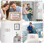 2 Pcs Large Just Married Car Decorations Just Married Car Magnets Sign Decoration 13.9 x 8.8 Inch Honeymoon Rear Tailgate Magnet Stickers for Wedding Door Panel Refrigerator(Black and Red)