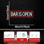Bar Is Open Neon Sign for Wall Decor,USB Powered Led Bar Neon Sign Open Light up Sign for Pub Beer Party Business Window(15.75 * 4.72In)