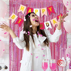 5 Pack Pink Tinsel Foil Fringe Curtains Tinsel Backdrop Sparkly Curtains Party Streamers for Valentines Bachelorette Holiday New Year Eve Celebrations Birthday Party