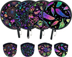 4Pcs Rave Round Foldable Hand Fan Japanese Foldable Fan Style Handheld Compact Cooling Fans,Round Folding Fan for Outdoor Games,Xmas Decoration,Festival,Party Favors,Travel,Events
