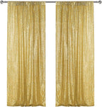 Sugargirl Gold Sequin Backdrop Curtain 2 Panels 2FTx8FT Glitter Gold Background Drapes Sparkle Photography Backdrop for Party Wedding Birthday Wall Decoration
