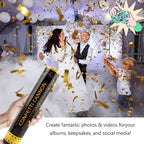 6 Pack Gold Confetti Poppers, 12 Inch Confetti Cannon Party Poppers Shooters for Birthday, Wedding, Graduation, Anniversary, Parties, Christmas, New Year's Eve