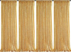 Gold Sequin Backdrop Drapes 4 Panels 2FTx8FT Glitter Backdrop Curtains for Wedding Party Stage Decorations