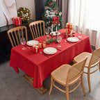 NLMUVW Red Linen Tablecloth Rectangle, Christmas Table Cloth Water Resistant Textured Table Cover for Kitchen Dining Coffee Party, 54 x 84 Inch