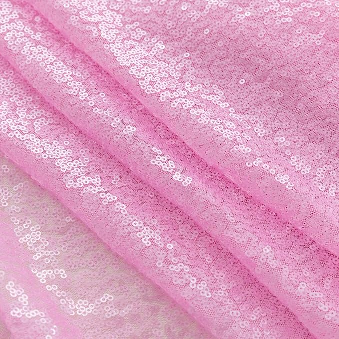 Sugargirl Matte Pink Sequin Backdrop Curtain 4 Panels 2FTx8FT Glitter Pink Background Drapes Sparkle Photography Backdrop for Party Wedding Birthday Wall Decoration