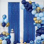 Glitter Backdrop Curtains Royal Blue Sequin Background 3 Packs 2FT x 8FT Sequin Fabric Baby Shower Birthday Party Decorations