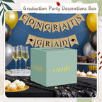 QIKSION Sage Green Wedding Card Box, Gold Foil Gift Card Box for Party, Wedding Reception, Birthday, Baby Shower, Raffle, Graduation