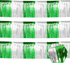 3 Pack 10 Feet Silver Green Foil Fringe Garland Metallic Tinsel Streamers Banner Wall Hanging Curtain Backdrop for Parade Floats, Mother's Day, Wedding, Graduate, Easter, Birthday Party Decorations