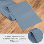 Ruvanti Linen Table Runner 60 Inches, Classic Hemstitch, Washable, Reusable, Non-Slipping, Stain Resistant- Perfect for Parties, Weddings, Dinners, Thanksgiving, Christmas, Indoor use – Grey