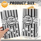 200 Pcs Paper Popcorn Bags Bulk 2 oz Large Flat Bottom Boxes Red and White Disposable Container Sleeve Movie Night Popcorn Bucket for Retro Movie Themed Party Carnival Supplies (Black and White)