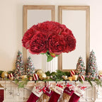 U'Artlines 20 Heads Artificial Peony Silk Flower Leaf for Christmas Holiday New Year Home Office Wedding Party Festival Bar Decor (Red)