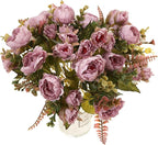 Artificial Flowers Vintage Fake Peony Flowers Silk Mini Plastic Peony Bridal Flowers for DIY Wedding Bouquets Home Decorations 2 Packs(Light Purple)