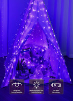 Brightown 300 LED Purple Fairy Curtain Lights, 9.8ft x 9.8ft Curtain String Lights, USB Plug in 8 Lighting Modes LED Christmas String Hanging Lights with Remote for Bedroom Indoor Outdoor Weddings