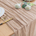 Asee'm Cheesecloth Table Runner 120 Inches Long Nude Pink Boho Gauze Cheese Cloth Runner 10FT Rustic Sheer Fall Table Runners for Thanksgiving Christmas Wedding Party Baby Shower Decoration