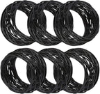 Handmade Round Mesh Black Napkin Rings Holder for Dinning Table Parties Everyday, Set of 12