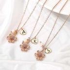 IEFLIFE Flower Girl Gifts - 14K-Gold-Plated Heart Initial Necklace Wedding Gift for Girls