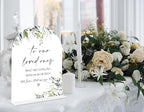 Greenery Wedding Memorial Sign, 6 x 8 Inch White Arch Acrylic Wedding Sign with Holder, Wedding Decoration, Wedding Supplies