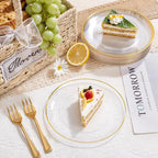 Festiva 200Pcs Clear Plastic Dessert Plates Disposable 6.3" with Plastic Forks 5" - Small Clear Plates-Dessert/Cake/Appetizer Plates for Thanksgiving/Christmas Party & Wedding - Serve for 100Guests