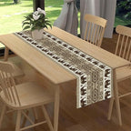 Ethnic Table Runner, Rustic Farmhouse Boho Indian Bohemian Elephant Aztec Tribal Print Beige Table Center Decor for Home Kitchen Dining Patio Holiday Party Indoor Table Decorations, 13"x36" Inch