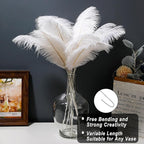 Holmgren White Ostrich Feathers Bulk - 20pcs Making Kit 22 Inch Large Ostrich Feathers for Vase, Floral Arrangement, Wedding Party Centerpieces and Christmas Home Decorations (White)