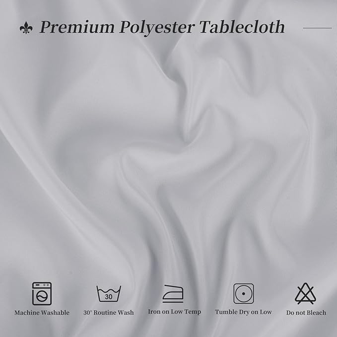 12 Pack Round Tablecloth 120 Inch - Light Grey Polyester Table Cloth for Round Table, Premium Light Grey Tableclothes Washable Fabric Cover for Wedding Party Banquet Restaurant Reception Dining