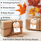 50 Pcs Fall Gift Tags, 2.1"×3.5" Autumn Bohemian Rainbow Thank You Gift Tags for Party Favors, Pumpkin Thanksgiving Gifts Tags for Party Favor - B11