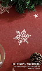ISAENNE Designer Christmas Red Round Tablecloth,Linen Table Cloth with Snowflakes Pattern,Wrinkle Resistant Decor Tablecloths for Dining Kitchen Thanksgiving Christmas,Diameter 67"-Carol C