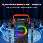 Karaoke Machine for Adults,Portable Karaoke Speaker with Two Wireless Microphones, 3.7v Speaker Supports TWS,Bluetooth,TF Card/USB, AUX in, REC, Bass & Treble for Home Party/Meeting