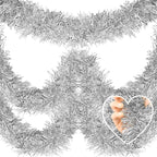 25 Feet Metallic Twist Tinsel Garland Wall Hanging Backdrop for Parade Floats, Christmas Eve, New Year, Valentine's Day Party Decorations (Silver, 4in x 25ft)