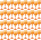 Plastic Wine Glasses，Plastic Goblets Vintage Style Cordial Drinking Glasses for Wedding Reception, Halloween Grand Event Party Supplies (48, Pumpkin orange)