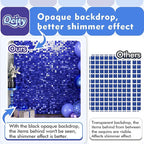 Qcity Blue Shimmer Wall Backdrop 30PCS, Black Back Not See-Through Design, Square Sequin Glitter Backdrop Panel, Perfect for Outdoor Events, Birthdays, Wedding and Party Decoration