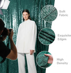 Dark Green Sequin Backdrop Curtain 2 Pieces 2FTx8FT Glitter Photography Backdrop for Party Wedding Birthday Christmas Decorations
