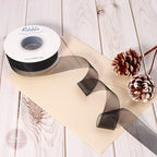 Ribbli Black Sheer Organza Ribbon,1 Inches x Continuous 50 Yard Use for Gift Wrapping,Bouquet Wrapping,Wedding Decoration,All Crafting and Sewing