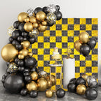 24PCS Black Gold Shimmer Wall Backdrop, Square Sequin Photo Backdrops Panel, Glitter Wall Background for Birthdays, Weddings, Christmas, Engagements, New Years Party Decor (4FTx6FT)