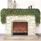 Real Touch Cedar Garland - Artificial Christmas Garlands Faux Green Cedar Fake Pine Needles Garland for Fireplace,Table, Stairs, Mantle, Window,Indoor Outdoor,Home,Holiday Decor(1 PCS,9 FT)