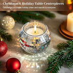 Luditek Disco Ball Candle Holders, 12 Pcs Mirror Silver Decor for Christmas Birthday Wedding NYE Party Decorations, Glass Votive with Tealights for Home Table Centerpiece, Gifts for Women