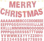 TaoBary 112 Pcs DIY Letter Kit Glitter Customizable Banner Letters Include 107 Letters and Numbers 3 Rope and 2 Needles for Birthday Halloween Christmas Wedding Valentine Party Decor(Rose Gold)