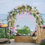 12 Pack Pink Wisteria Hanging Flowers Garland, 3.77 Feet Artificial Flower Vines, Fake Wisteria, Artificial Vines Hanging Garland for Backdrop Outdoor Yard Garden Decor