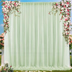 PARTISKY 10x7ft Sage Green Chiffon Backdrop Curtains, Wrinkle-Free Sheer Fabric Photo Drapes for Wedding Ceremony Arch Birthday Baby Shower Photography Stage Decor 5x7ft, 2 Panel