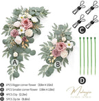 Wedding Sign Faux Flower Swag (Pack of 2) for Ceremony Party Reception Entrance Floral Decor Wall Easel Stand for Wedding Poster Welcome Sign (Champagne&Dusty Rose)