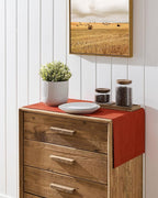 ZeeMart Linen Textured Border Table Runner, 14 x 90 Inch Orange, Farmhouse Style Burnt Orange Fall Table Runners 90 Inches Long, Easy Care Everyday Polyester Table Runner