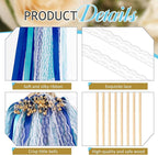 Taiyin 150 Pcs Lace Ribbon Stick Wands Wedding Wand Streamers with Bell Silk Ribbon Fairy Wand Wedding Send Off Streamer for Baby Shower Holiday Party Favors(Dark Blue,Light Blue)