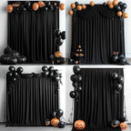 30 ft x 10 ft Wrinkle Free Black Backdrop Curtain for Parties, 6 Panels 10ft Polyester Black Photo Backdrop Drapes for Graduation Birthday Wedding Party Stage Curtains, Thick Bulk Background Curtains
