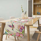 Hummingbird Table Runner,Pink Floral Country Style Table Runner for Kitchen Dining Table Home Party Decoration 13x90 Inch