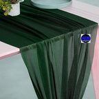 MDS Halloween Chiffon Table Runner - 12 Pack, 29 x 170 Inches, 14ft Each - Sheer Spooky Table Runners for Haunted House Parties, Trick-or-Treat Tables, Witchy Décor, Wedding & Events - Hunter Green