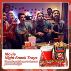 Faccito 36 Pcs Movie Night Snack Trays Movie Theater Snack Boxes Night Supply Disposable Paper Holder Tray for Popcorn Food Candy Drink Party 8 x 6 Inch(Red Green,Holly Style)