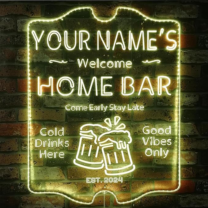ADVPRO Personalized Your Name Home Bar RGB Dynamic Glam LED Sign - Cut-to-Edge Shape - Smart 3D Decoration - Multicolor Signage st06s43-fnd-p11-tm-c