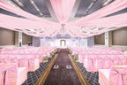 6 Panels Pink Ceiling Drapes for Wedding, 5ftx30ft Ceiling Drapes Cheesecloth Sheer Fabric Curtain Wedding Arch Draping Fabric Romantic Ceilings Decorations for Weddings Party Ceremony Stage